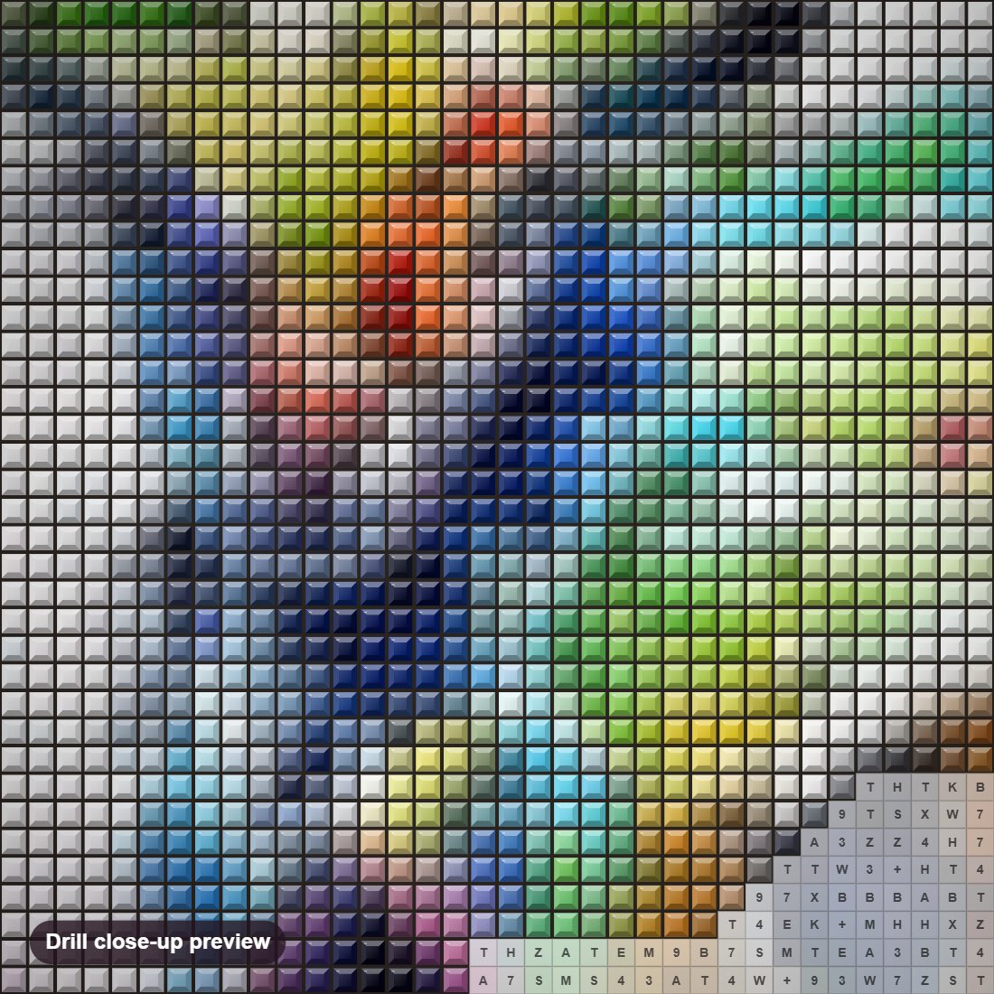 Close-up preview of the Colorful Artistic Goat diamond painting with square 5D drills and printed canvas symbols