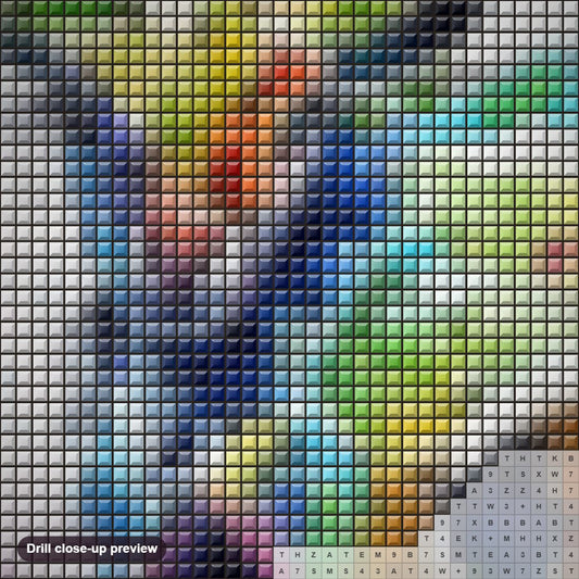 Close-up preview of the Colorful Artistic Goat diamond painting with square 5D drills and printed canvas symbols