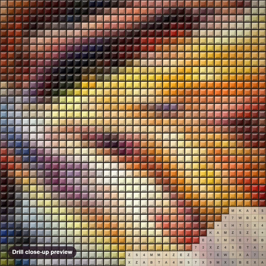 Close-up preview of the Colorful Ballerina Dancer diamond painting with square 5D drills and printed canvas symbols