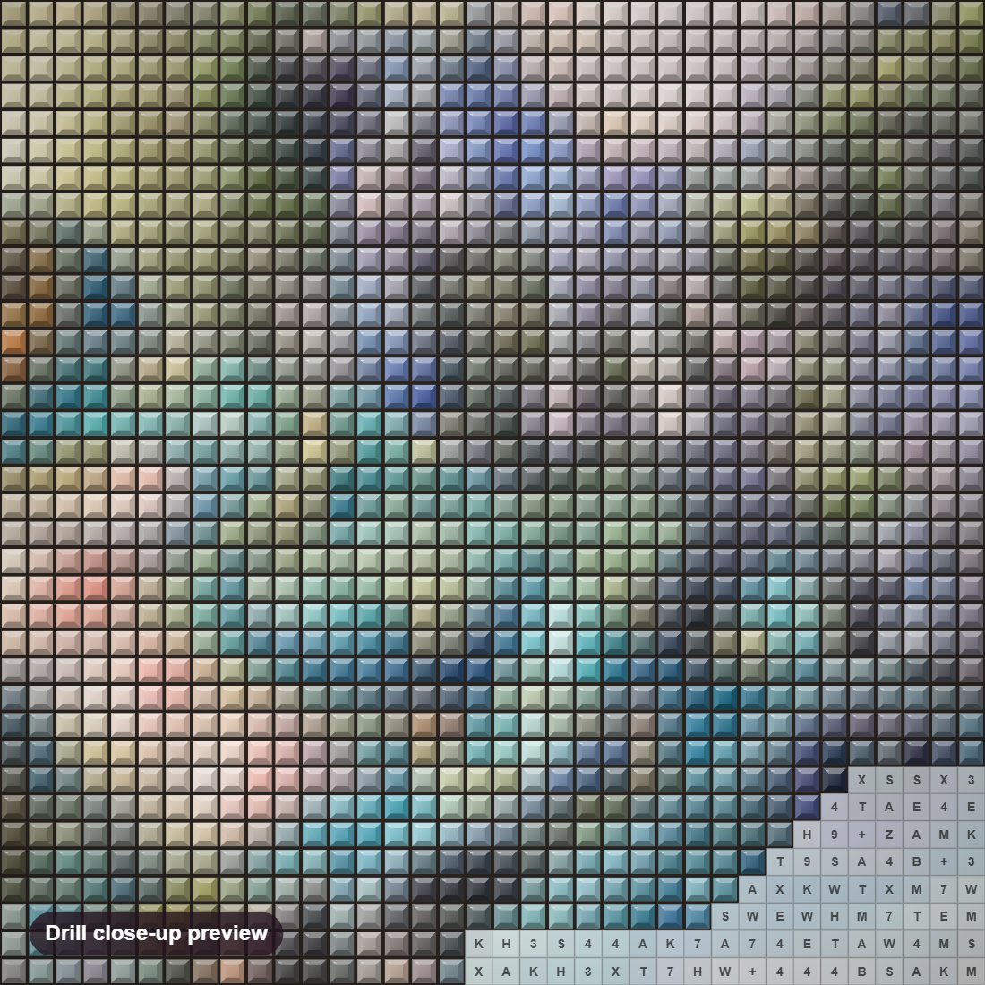 Close-up preview of the Colorful Frogs diamond painting with square 5D drills and printed canvas symbols