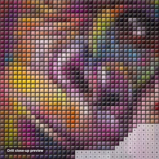 Close-up preview of the Colorful Gorilla Art diamond painting with square 5D drills and printed canvas symbols