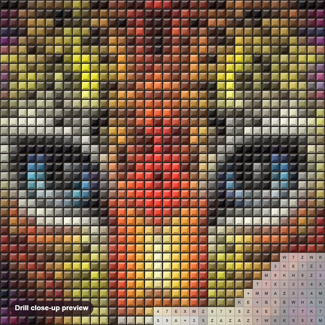 Close-up preview of the Colorful Leopard diamond painting with square 5D drills and printed canvas symbols