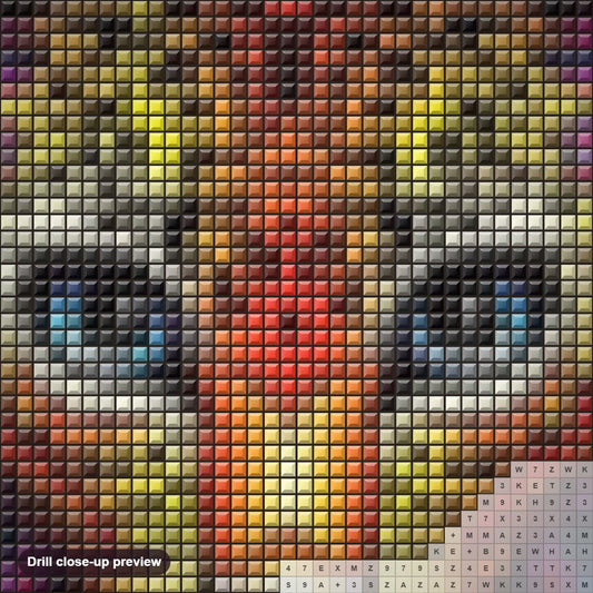Close-up preview of the Colorful Leopard diamond painting with square 5D drills and printed canvas symbols
