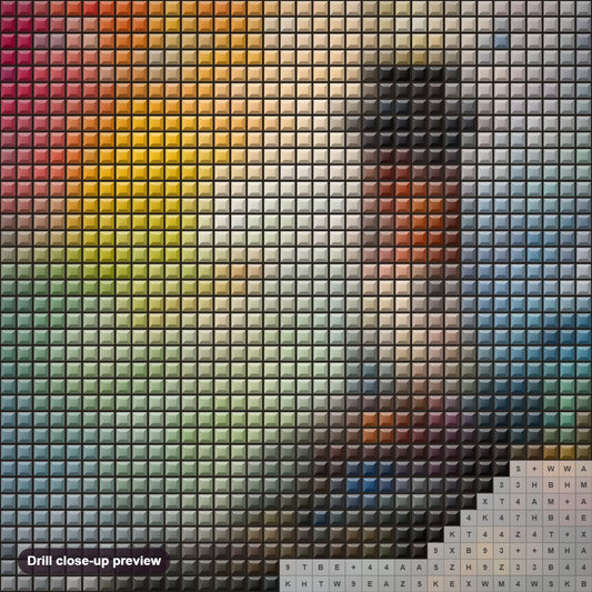 Close-up preview of the Colorful Light House diamond painting with square 5D drills and printed canvas symbols