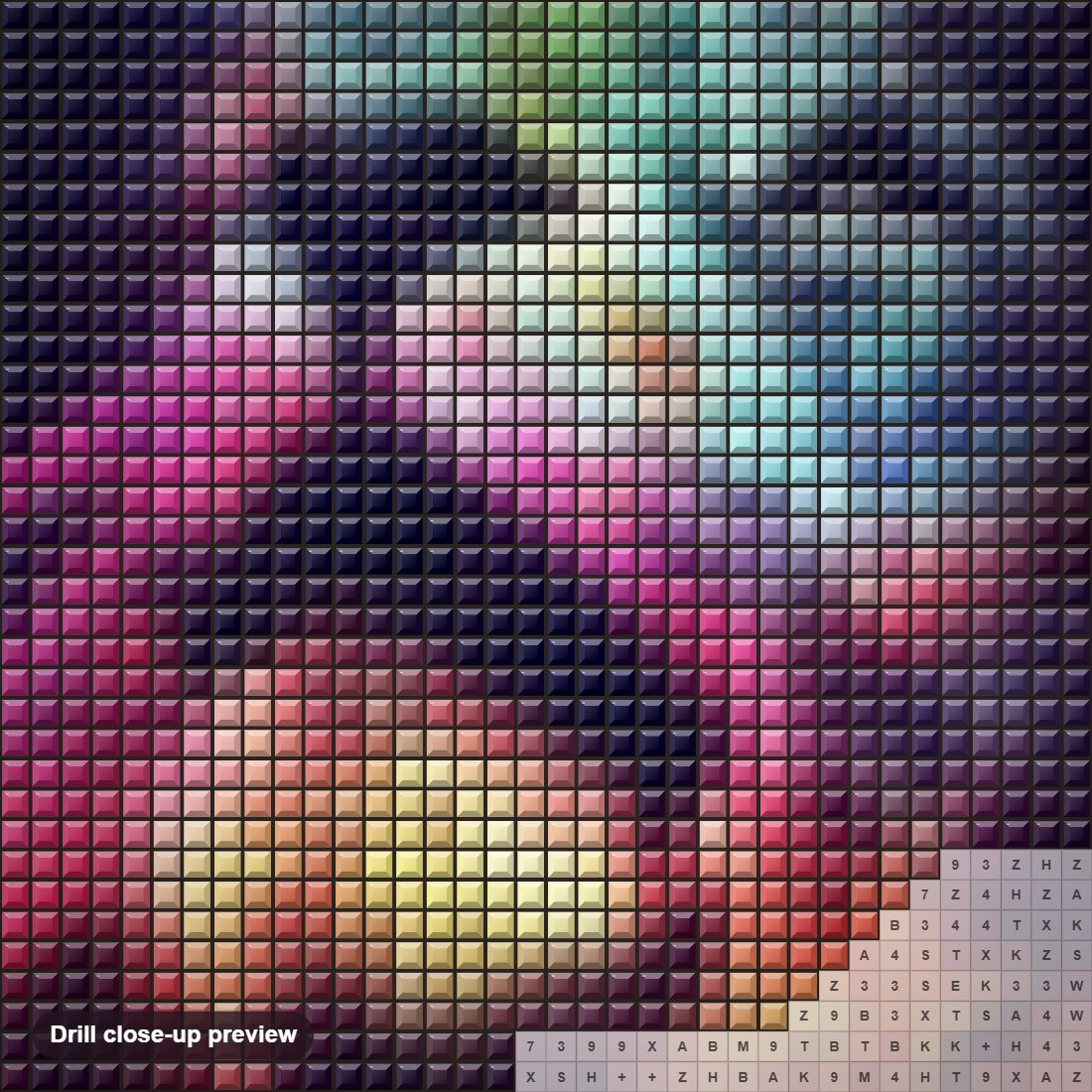 Close-up preview of the Colorful Lion Art diamond painting with square 5D drills and printed canvas symbols