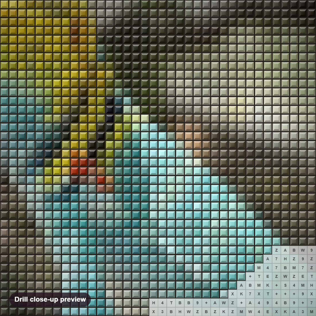 Close-up preview of the Colorful Lizard diamond painting with square 5D drills and printed canvas symbols