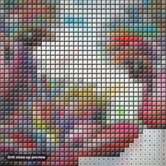 Close-up preview of the Colorful Ostrich diamond painting with square 5D drills and printed canvas symbols