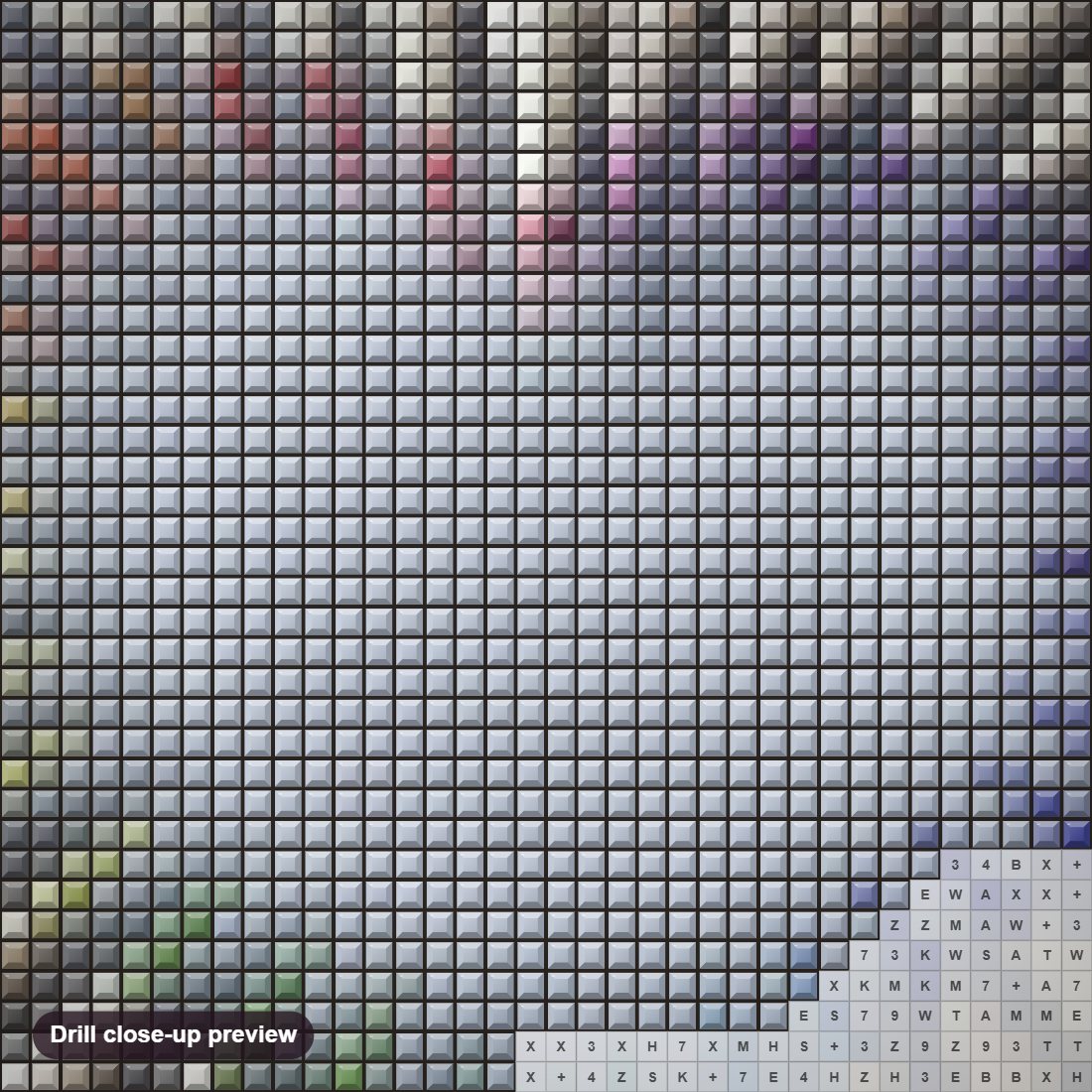 Close-up preview of the Colorful Pencil Heart diamond painting with square 5D drills and printed canvas symbols