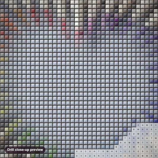 Close-up preview of the Colorful Pencil Heart diamond painting with square 5D drills and printed canvas symbols