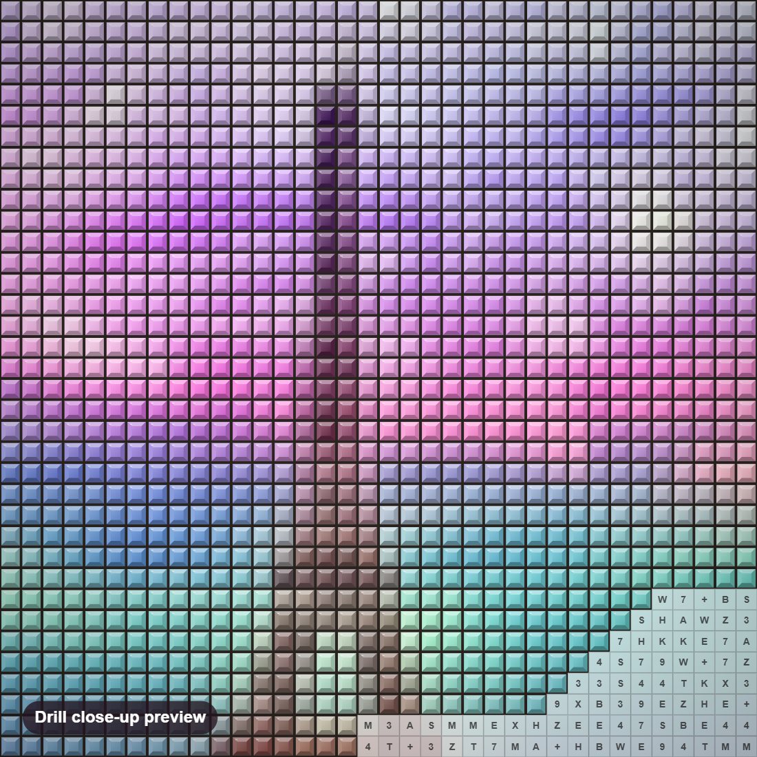 Close-up preview of the Colorful Sky & Eiffel Tower diamond painting with square 5D drills and printed canvas symbols