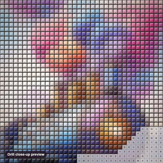 Close-up preview of the Colorful Smoke Blending with Fragrant Petals diamond painting with square 5D drills and printed canvas symbols