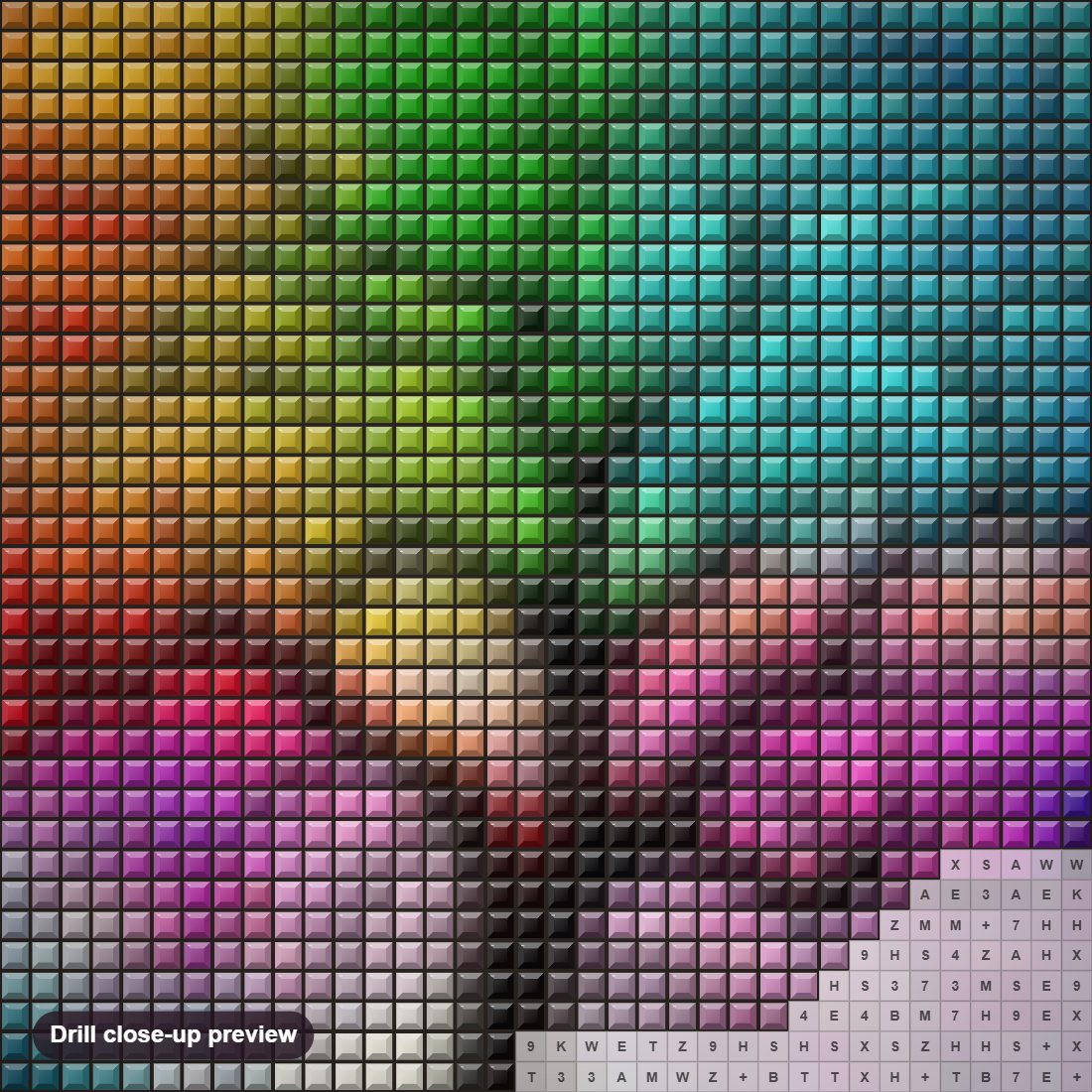 Close-up preview of the Colorful Tree diamond painting with square 5D drills and printed canvas symbols