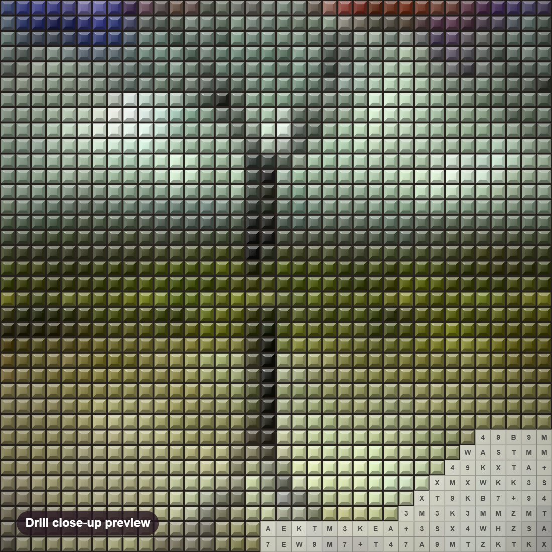 Close-up preview of the Colorful Trees diamond painting with square 5D drills and printed canvas symbols