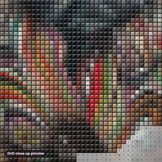 Close-up preview of the Colorful Zebras diamond painting with square 5D drills and printed canvas symbols
