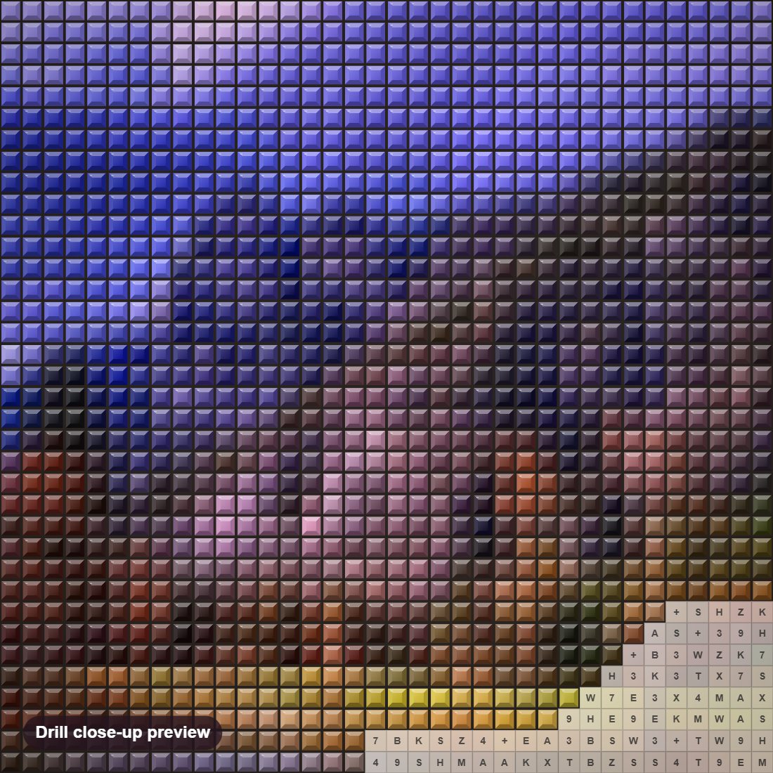 Close-up preview of the Colors of Nature diamond painting with square 5D drills and printed canvas symbols