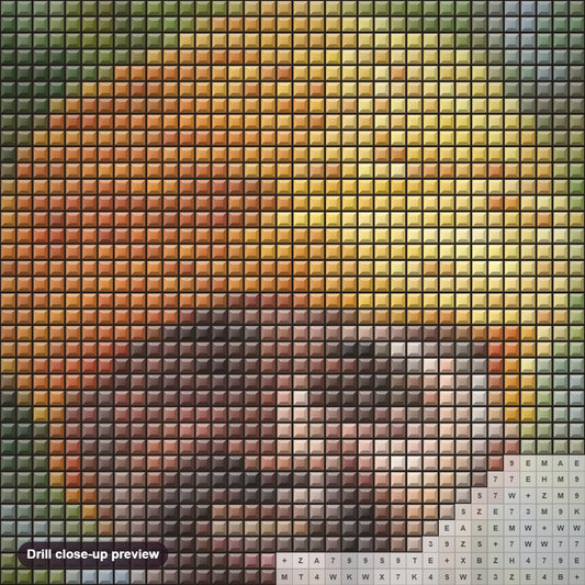 Close-up preview of the Colors of Rajasthan diamond painting with square 5D drills and printed canvas symbols