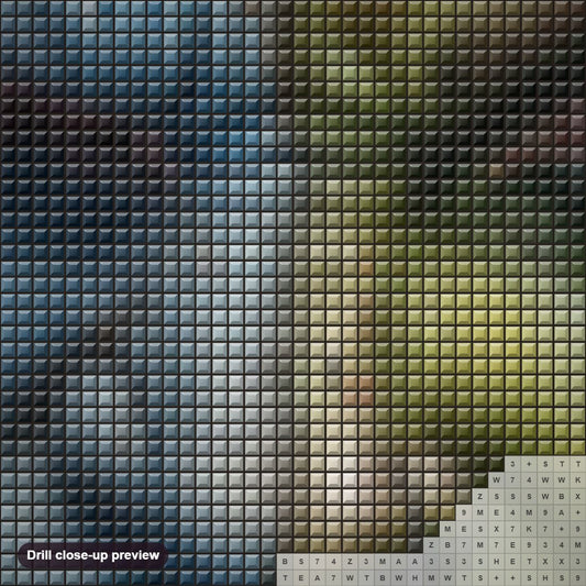Close-up preview of the Combined Orc diamond painting with square 5D drills and printed canvas symbols