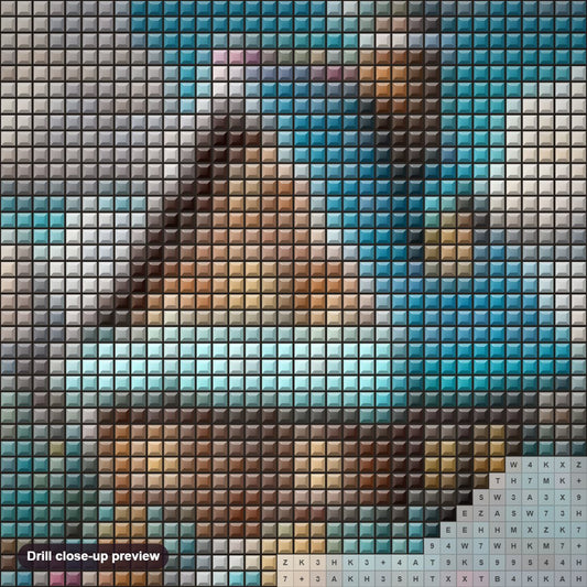 Close-up preview of the Cookie Kingdom Delicious City diamond painting with square 5D drills and printed canvas symbols