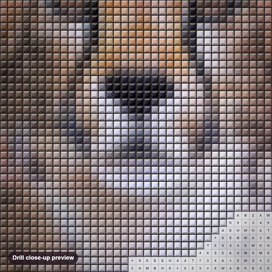 Close-up preview of the Copper Flash Cheetah diamond painting with square 5D drills and printed canvas symbols
