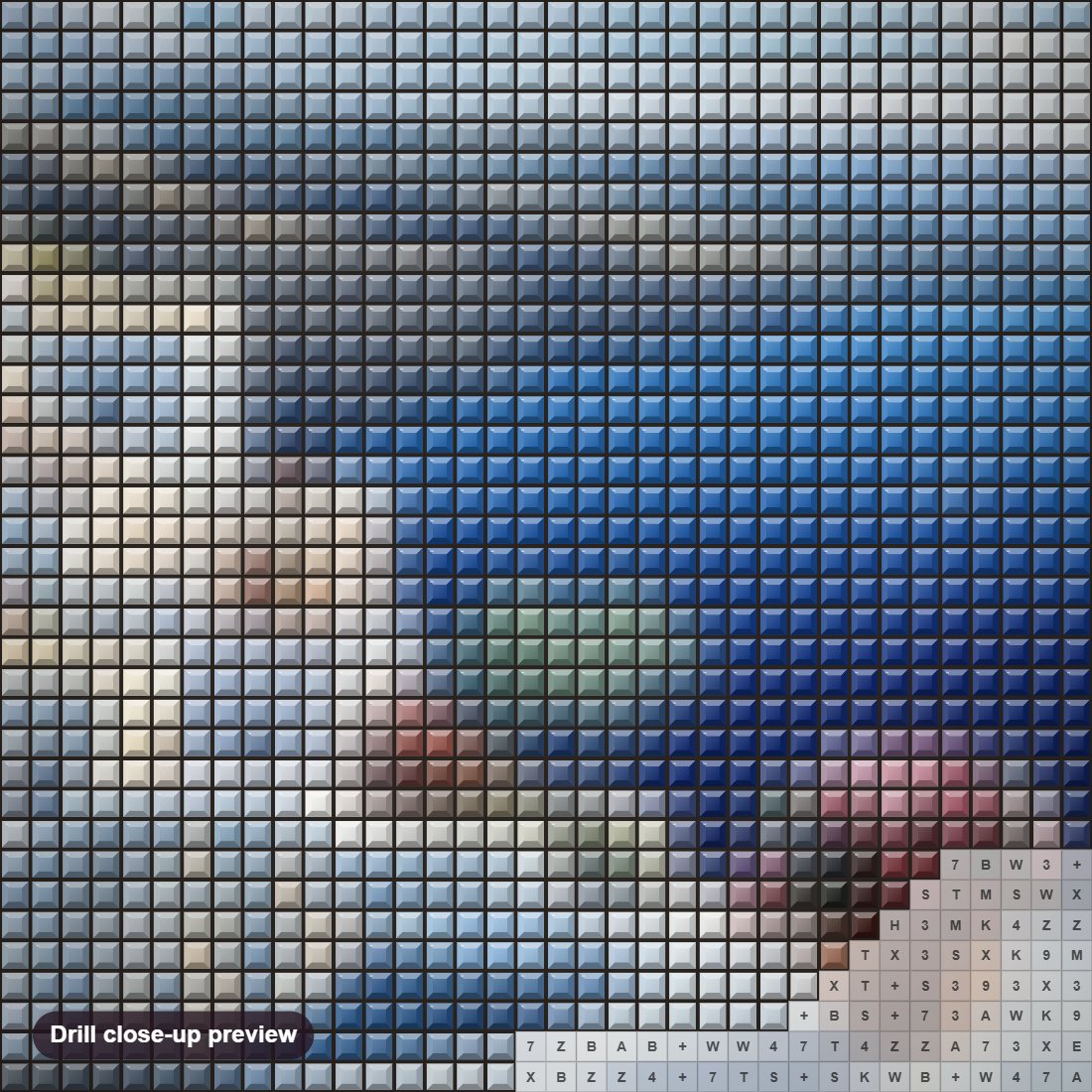 Close-up preview of the A Must Visiting Place in Greece diamond painting with square 5D drills and printed canvas symbols