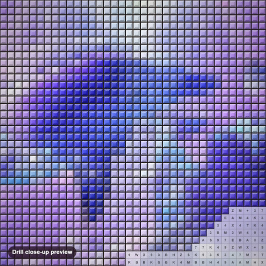 Close-up preview of the Loving Dolphins diamond painting with square 5D drills and printed canvas symbols