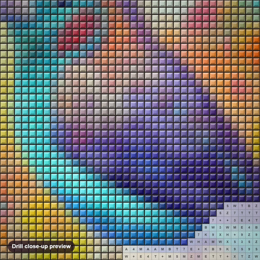 Close-up preview of the Cordon Bleu Finch diamond painting with square 5D drills and printed canvas symbols