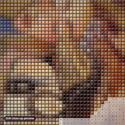 Close-up preview of the Couple Abstract Portrait diamond painting with square 5D drills and printed canvas symbols