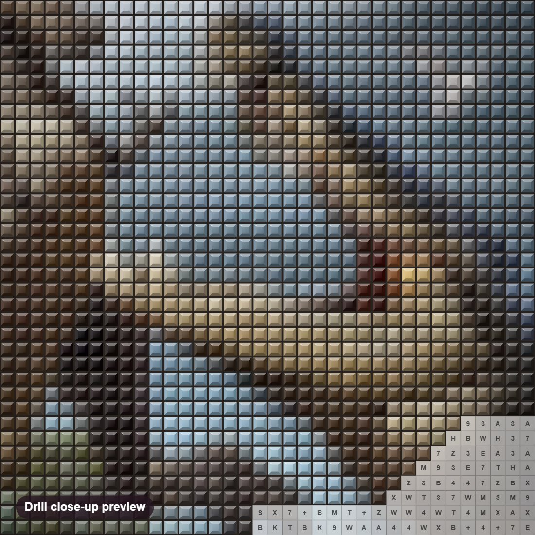 Close-up preview of the Crocodile & Dinosaur Fight diamond painting with square 5D drills and printed canvas symbols