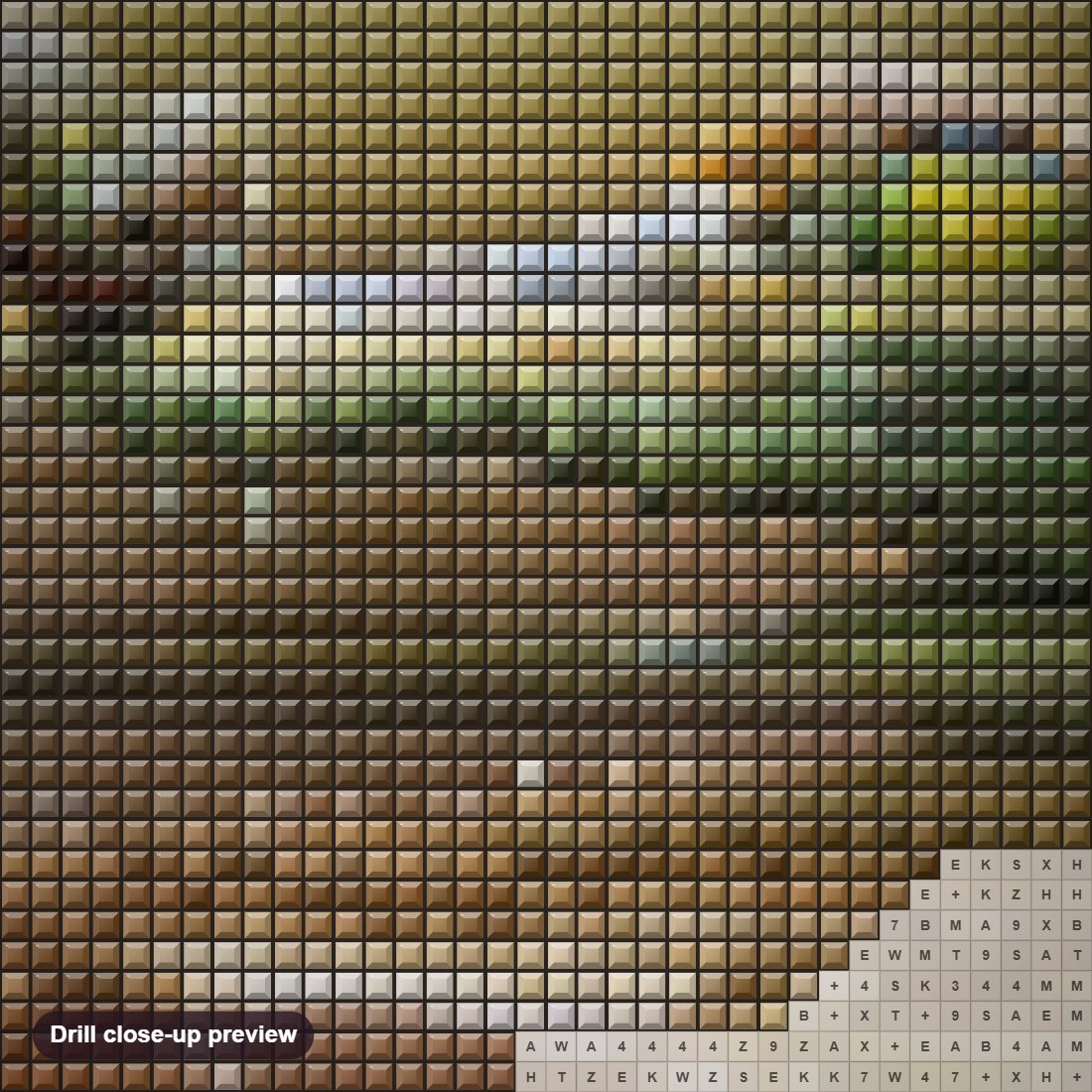 Close-up preview of the Crocodile & Frog diamond painting with square 5D drills and printed canvas symbols