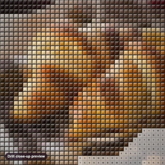 Close-up preview of the Croissants & Coffee diamond painting with square 5D drills and printed canvas symbols