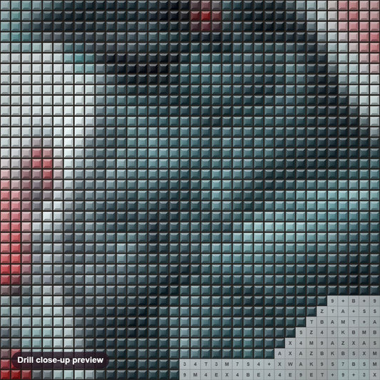Close-up preview of the Crow & Roses diamond painting with square 5D drills and printed canvas symbols