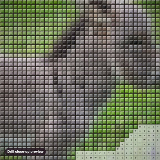 Close-up preview of the Cute Baby Donkey diamond painting with square 5D drills and printed canvas symbols