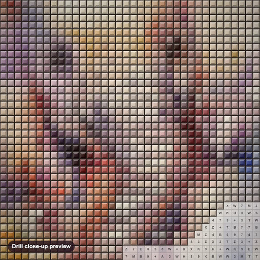Close-up preview of the Cute Baby Elephant diamond painting with square 5D drills and printed canvas symbols