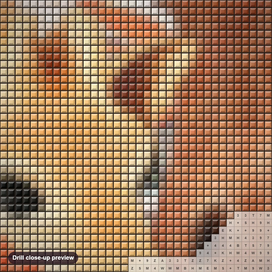 Close-up preview of the Cute Baby Giraffe & Mother diamond painting with square 5D drills and printed canvas symbols