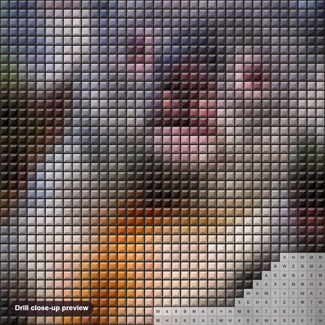 Close-up preview of the Cute Baby Koala diamond painting with square 5D drills and printed canvas symbols