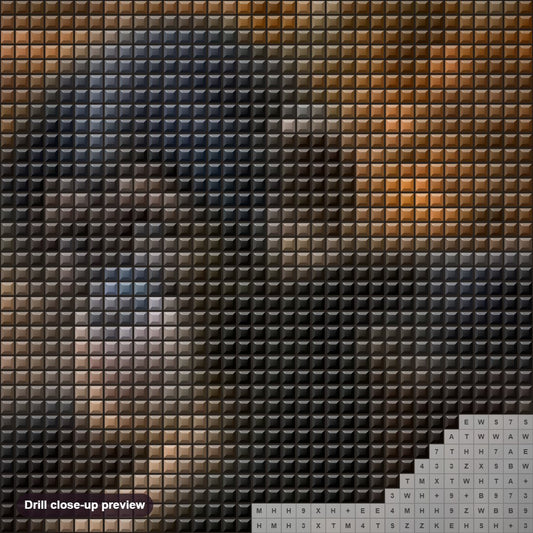 Close-up preview of the Cute Baby Monkey diamond painting with square 5D drills and printed canvas symbols
