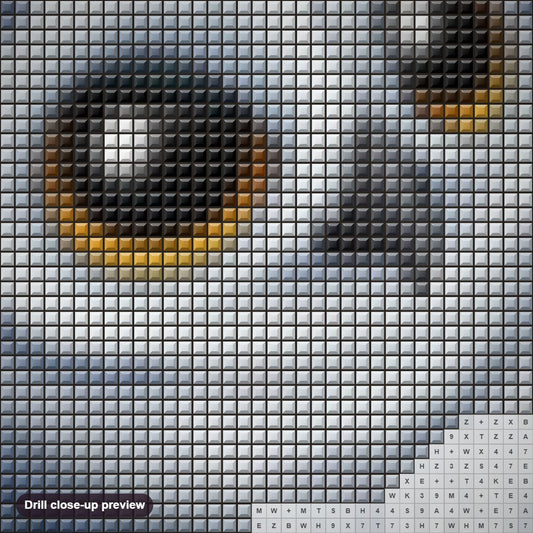 Close-up preview of the Cute Baby Owl diamond painting with square 5D drills and printed canvas symbols
