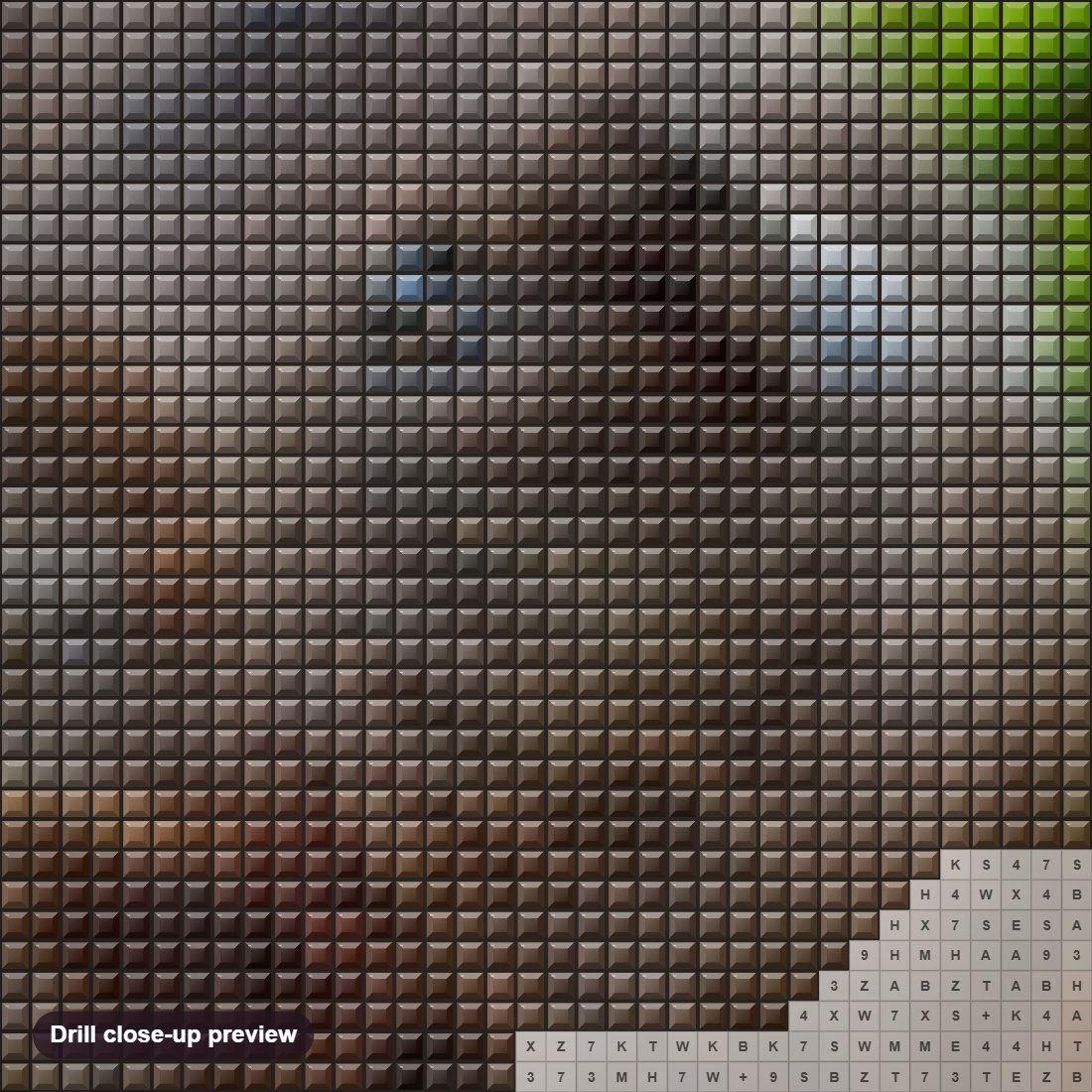 Close-up preview of the Cute Black Guinea Pig diamond painting with square 5D drills and printed canvas symbols