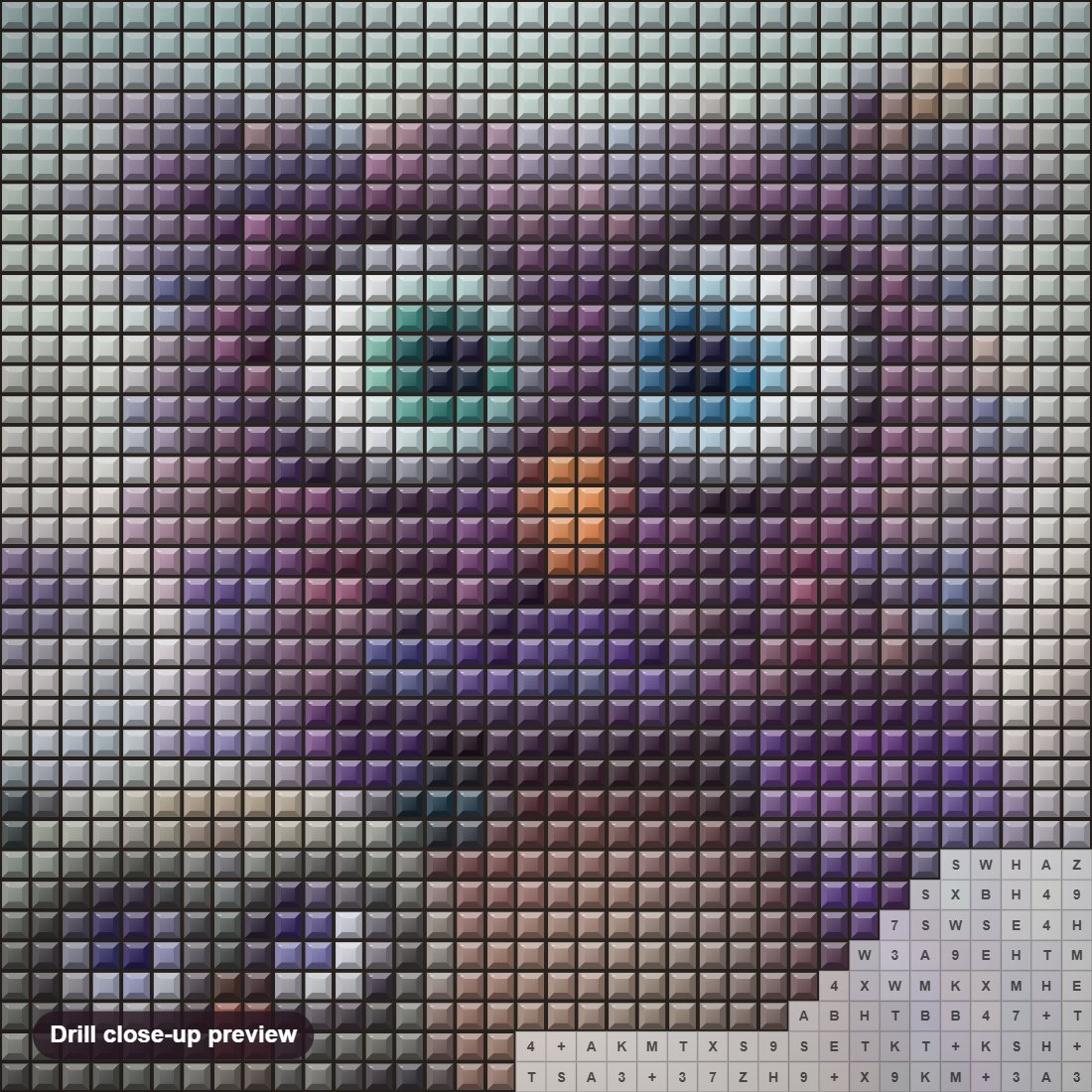 Close-up preview of the Cute Cartoon Owls diamond painting with square 5D drills and printed canvas symbols