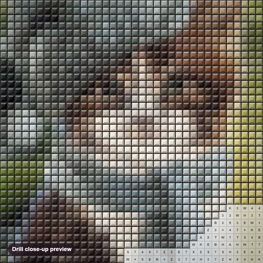 Close-up preview of the Cute Cat with Hat & Scarf diamond painting with square 5D drills and printed canvas symbols