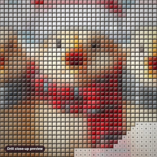 Close-up preview of the Cute Chicks Wearing Santa Hats diamond painting with square 5D drills and printed canvas symbols