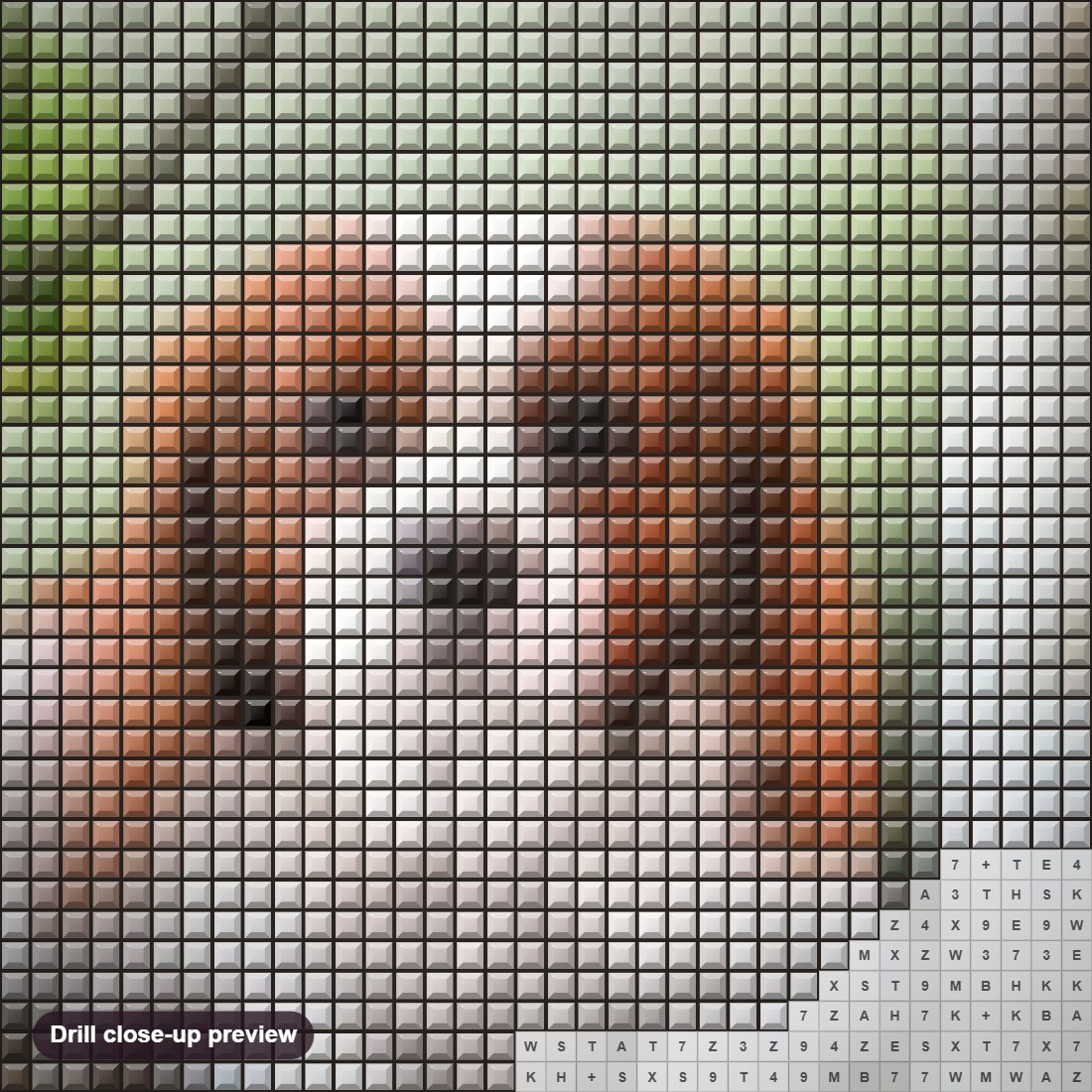 Close-up preview of the Cute Dogs & Bunch of Grapes diamond painting with square 5D drills and printed canvas symbols
