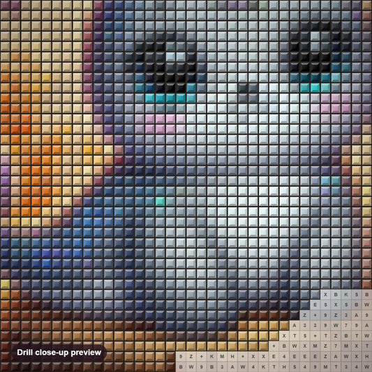 Close-up preview of the Cute Dolphin with Pumpkins diamond painting with square 5D drills and printed canvas symbols