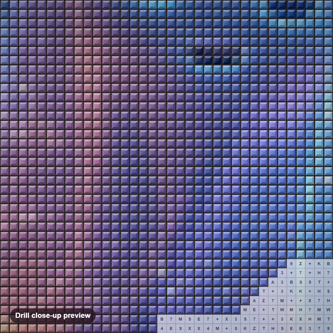 Close-up preview of the Cute Ghost Halloween Concept diamond painting with square 5D drills and printed canvas symbols