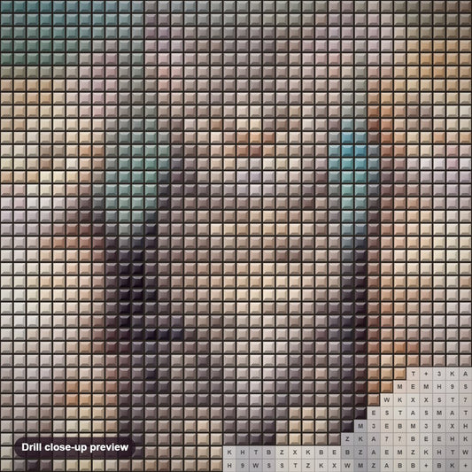 Close-up preview of the Cute Group of Cats diamond painting with square 5D drills and printed canvas symbols