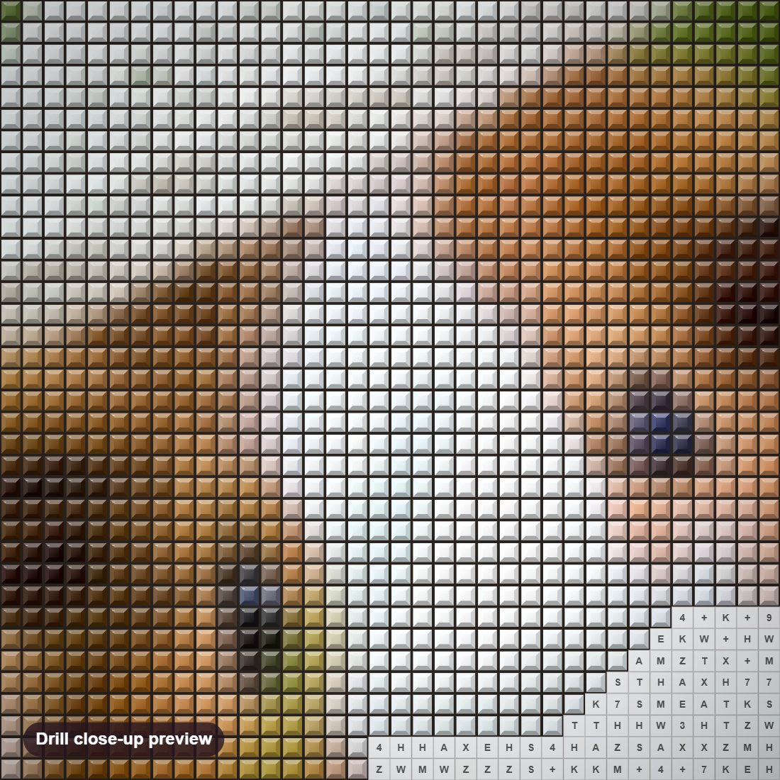 Close-up preview of the Cute Guinea Pig in Hat diamond painting with square 5D drills and printed canvas symbols