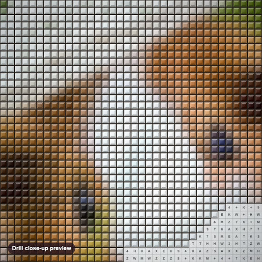 Close-up preview of the Cute Guinea Pig in Hat diamond painting with square 5D drills and printed canvas symbols