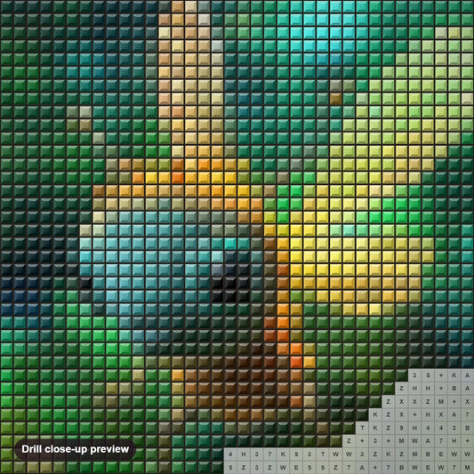 Close-up preview of the Cute Honey Bee with Big Eyes diamond painting with square 5D drills and printed canvas symbols