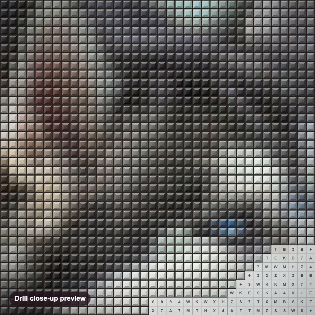 Close-up preview of the Cute Husky diamond painting with square 5D drills and printed canvas symbols