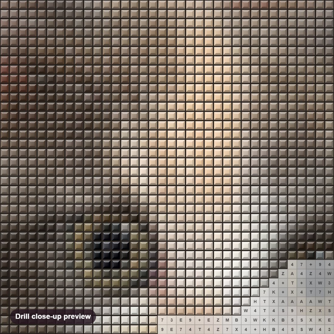 Close-up preview of the Cute Kitten diamond painting with square 5D drills and printed canvas symbols